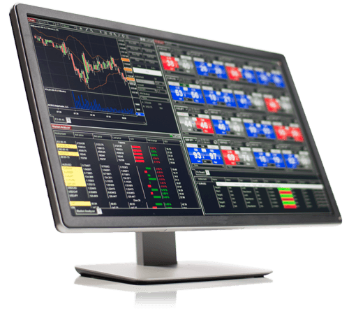 A monitor showing a Kinetick NinjaTrader graph